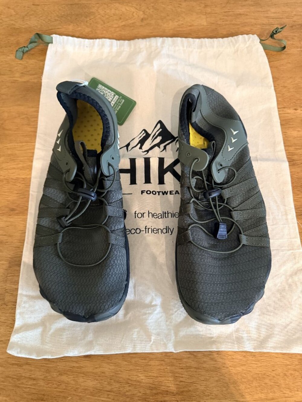 Hike Mens Barefoot Shoes Eco-Friendly Lightweight Flexible Sole Dark Green Size